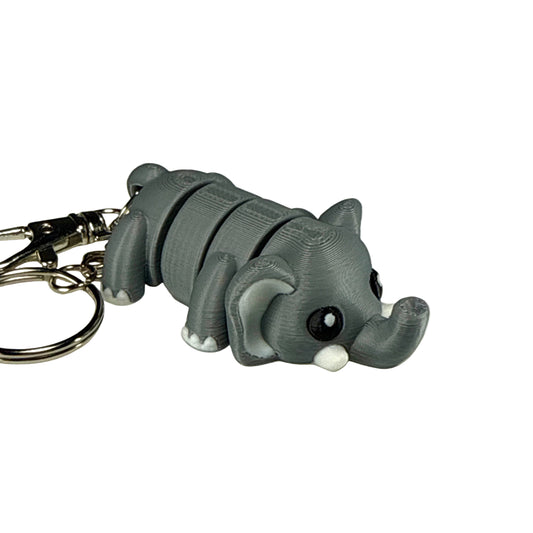 Elephant - 3D Printed Pet Keychain - Flexible Articulating Fidget Stress Relief Toy