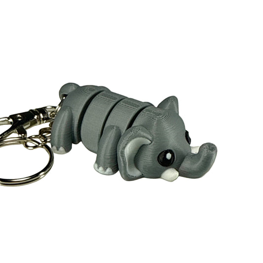 Elephant - 3D Printed Pet Keychain - Flexible Articulating Fidget Stress Relief Toy