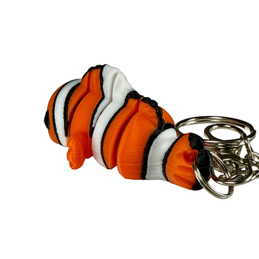 Clownfish - 3D Printed Pet Keychain - Flexible Articulating Fidget Stress Relief Toy