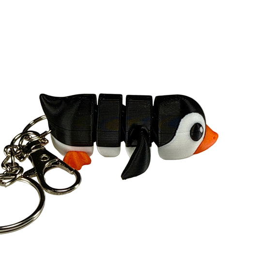 Penguin - 3D Printed Pet Keychain - Flexible Articulating Fidget Stress Relief Toy