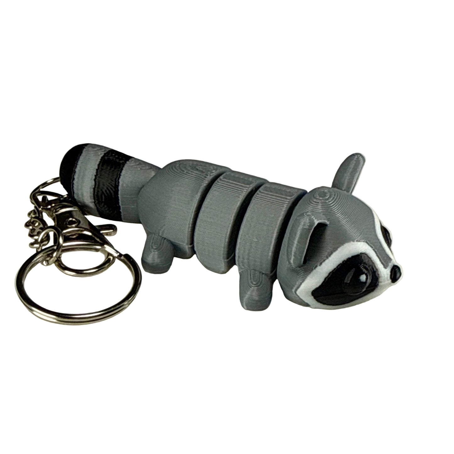 Raccoon - 3D Printed Pet Keychain - Flexible Articulating Fidget Stress Relief Toy
