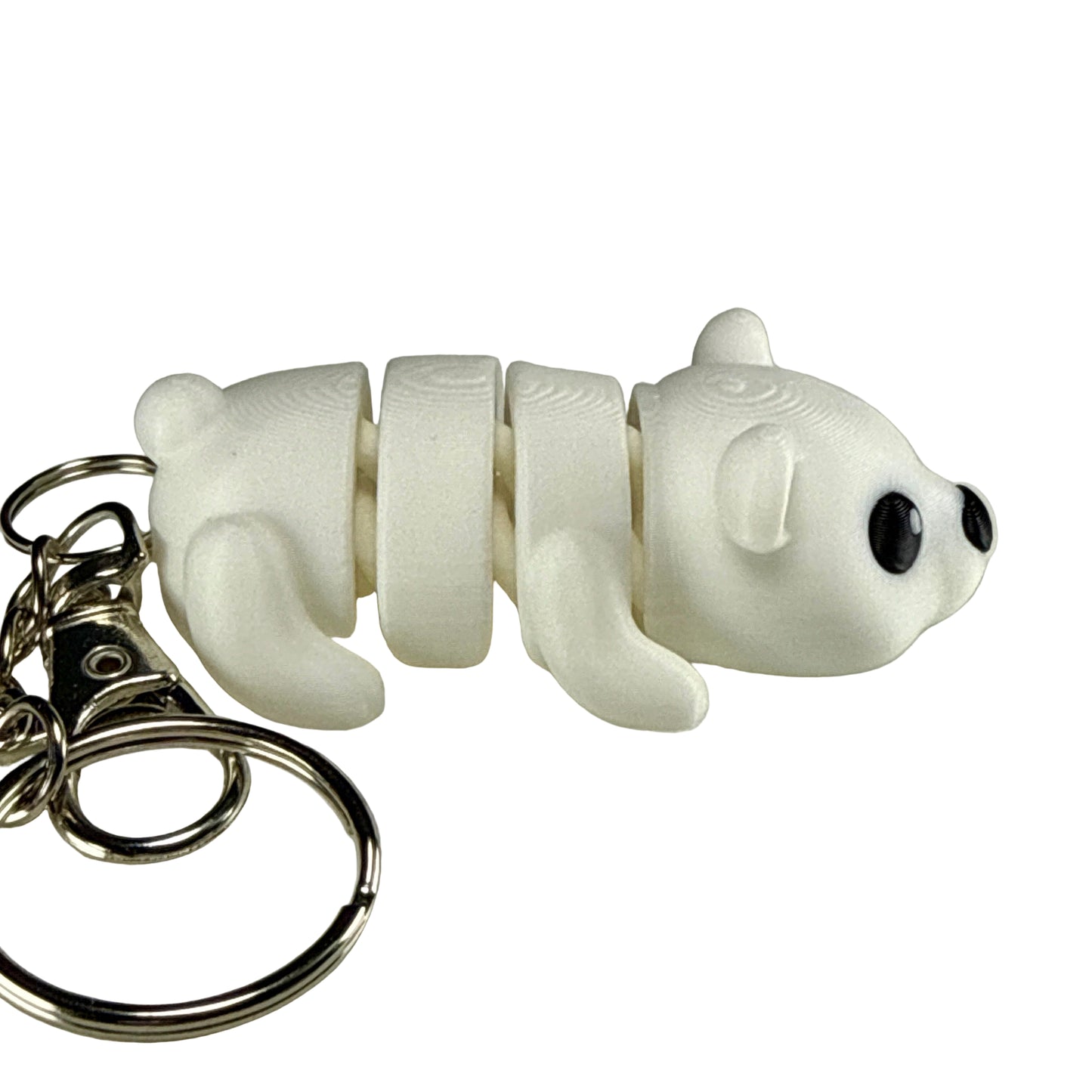 Polar Bear - 3D Printed Pet Keychain - Flexible Articulating Fidget Stress Relief Toy