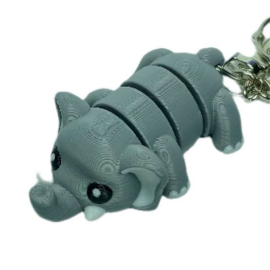 Elephant - "Flexi-Pet" Keychain Fidget Stress Relief Toy [3D Printed] Multiple Colors!