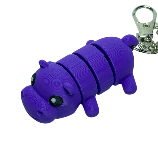 Hippo - "Flexi-Pet" Keychain Fidget Stress Relief Toy [3D Printed] Multiple Colors!