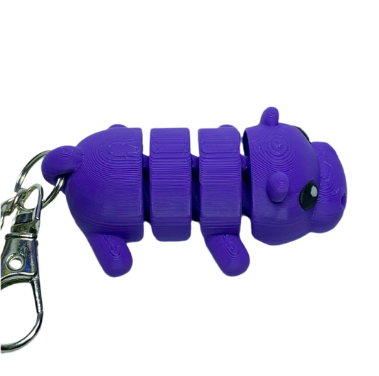 Hippo - "Flexi-Pet" Keychain Fidget Stress Relief Toy [3D Printed] Multiple Colors!
