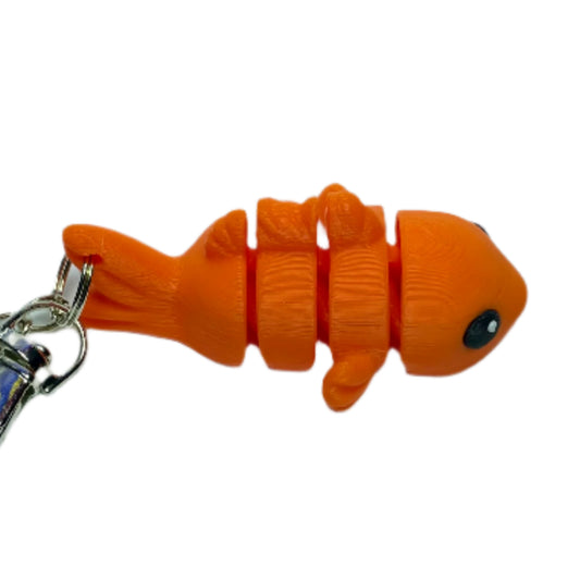 3D printed flexible goldfish keychain fidget toy