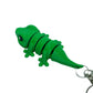 3D printed green gecko keychain fidget toy