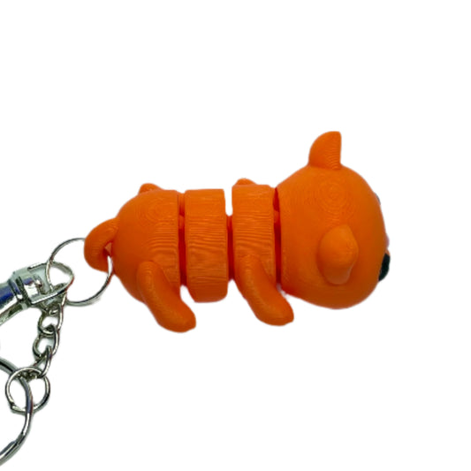 3D printed orange cat keychain fidget toy