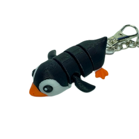 3D printed flexible penguin keychain fidget toy