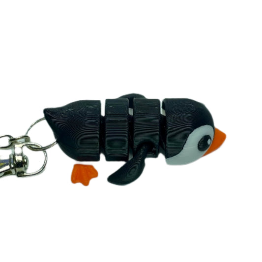 3D printed flexible penguin keychain fidget toy
