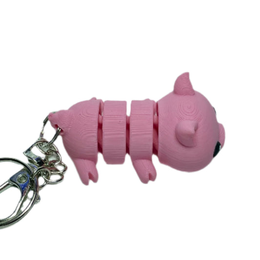 3D printed flexible pink pig keychain fidget toy