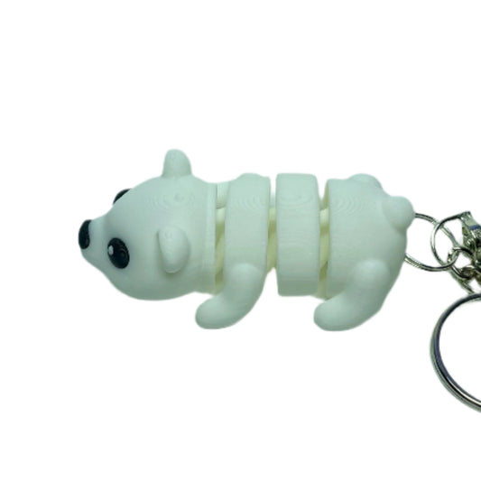 3D printed flexible polar bear keychain fidget toy