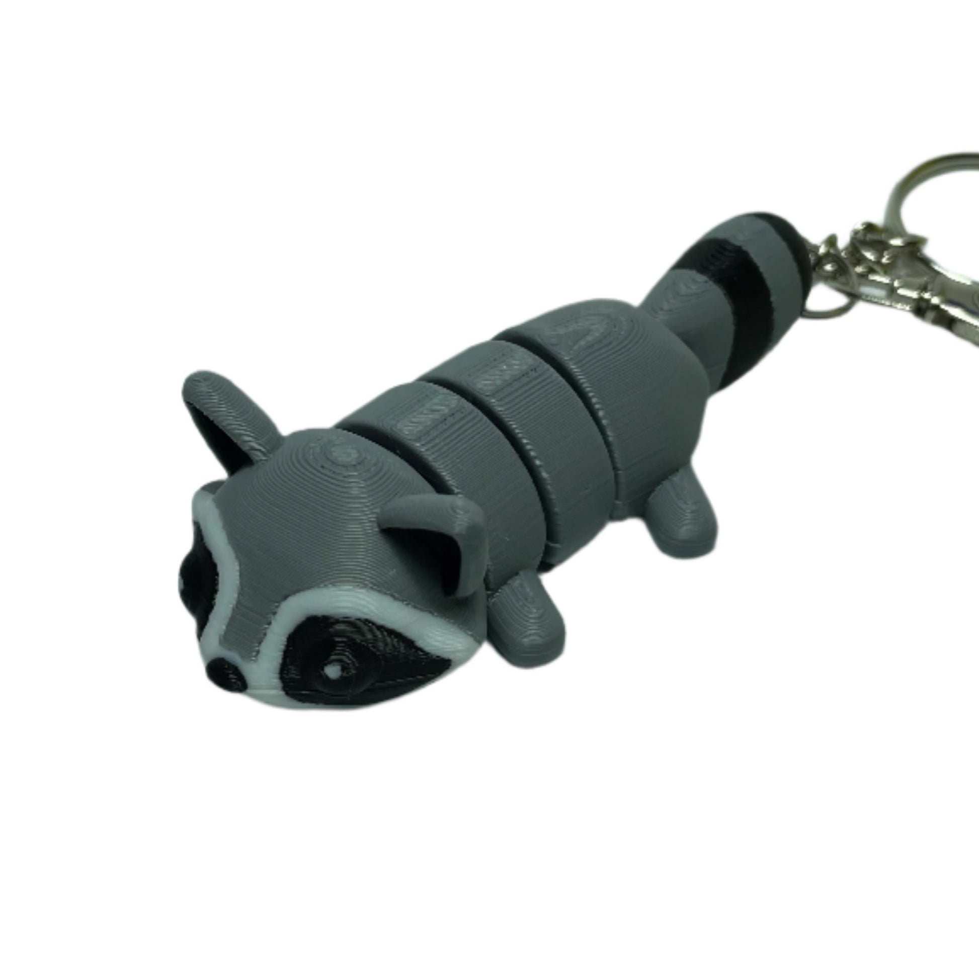 3D printed flexible raccoon keychain