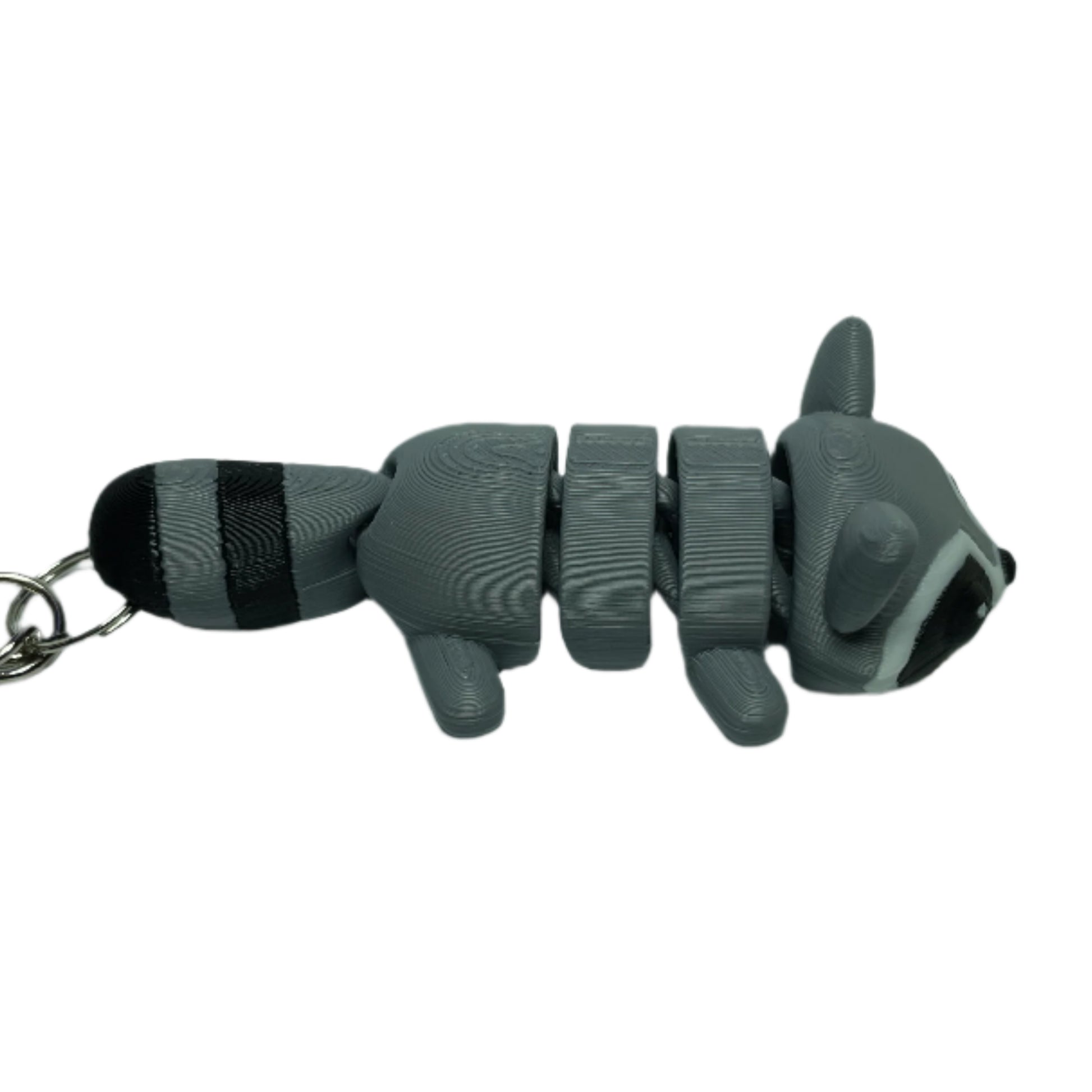 3D printed flexible raccoon keychain