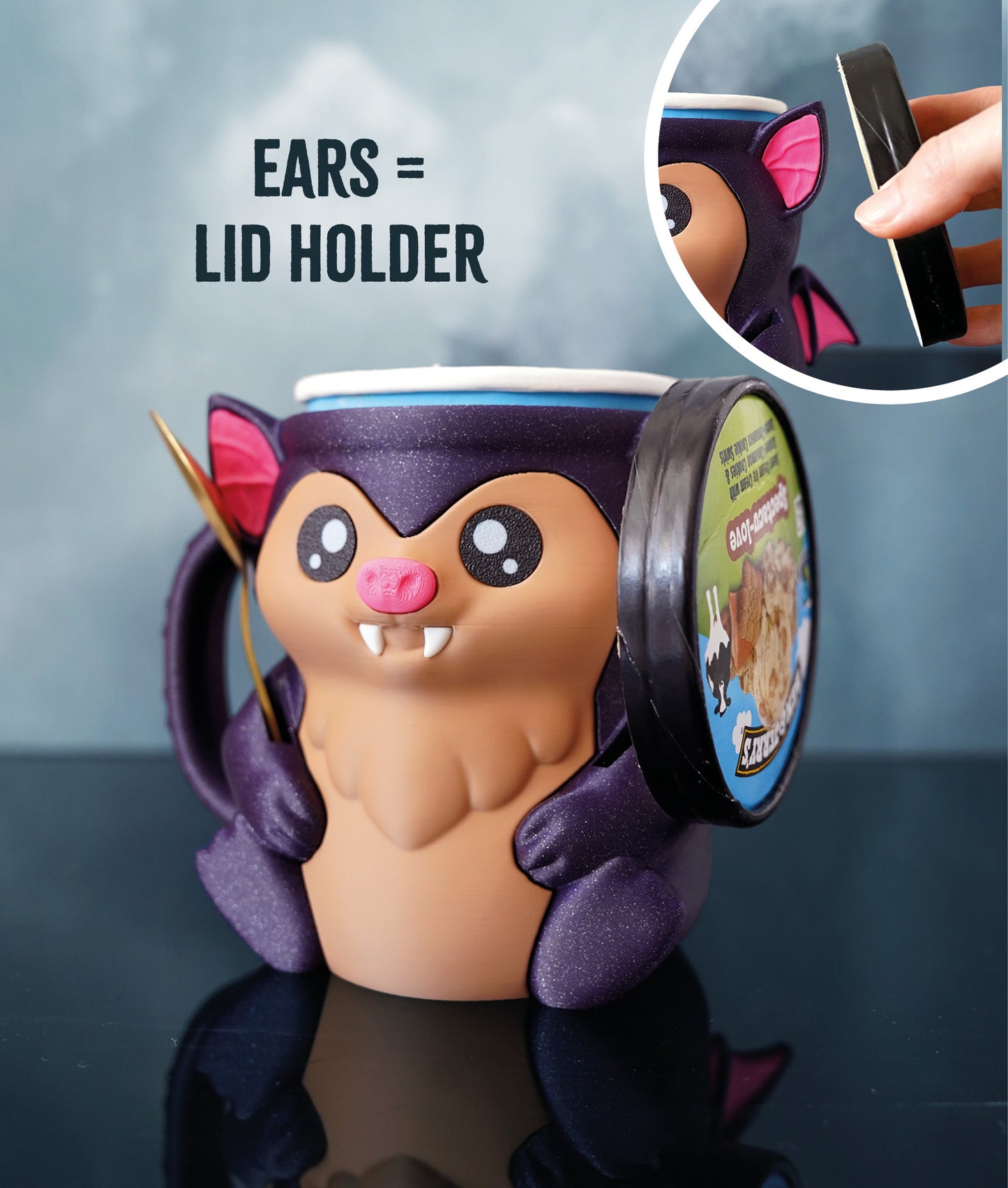 Bramble - The Ice Cream Pint Holding Bat - Pint Pals by LeHa Design