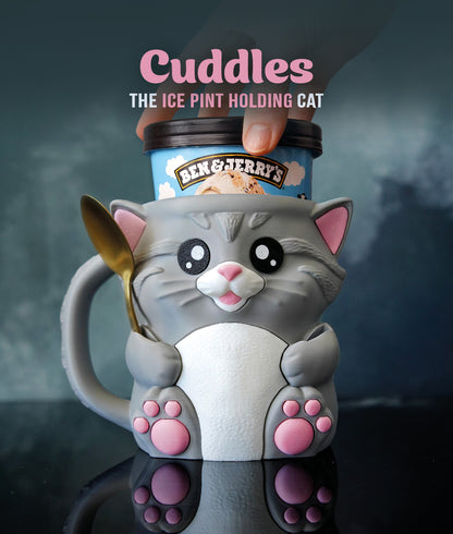 Cuddles - The Ice Cream Pint Holding Kitty Cat - Pint Pals by LeHa Design