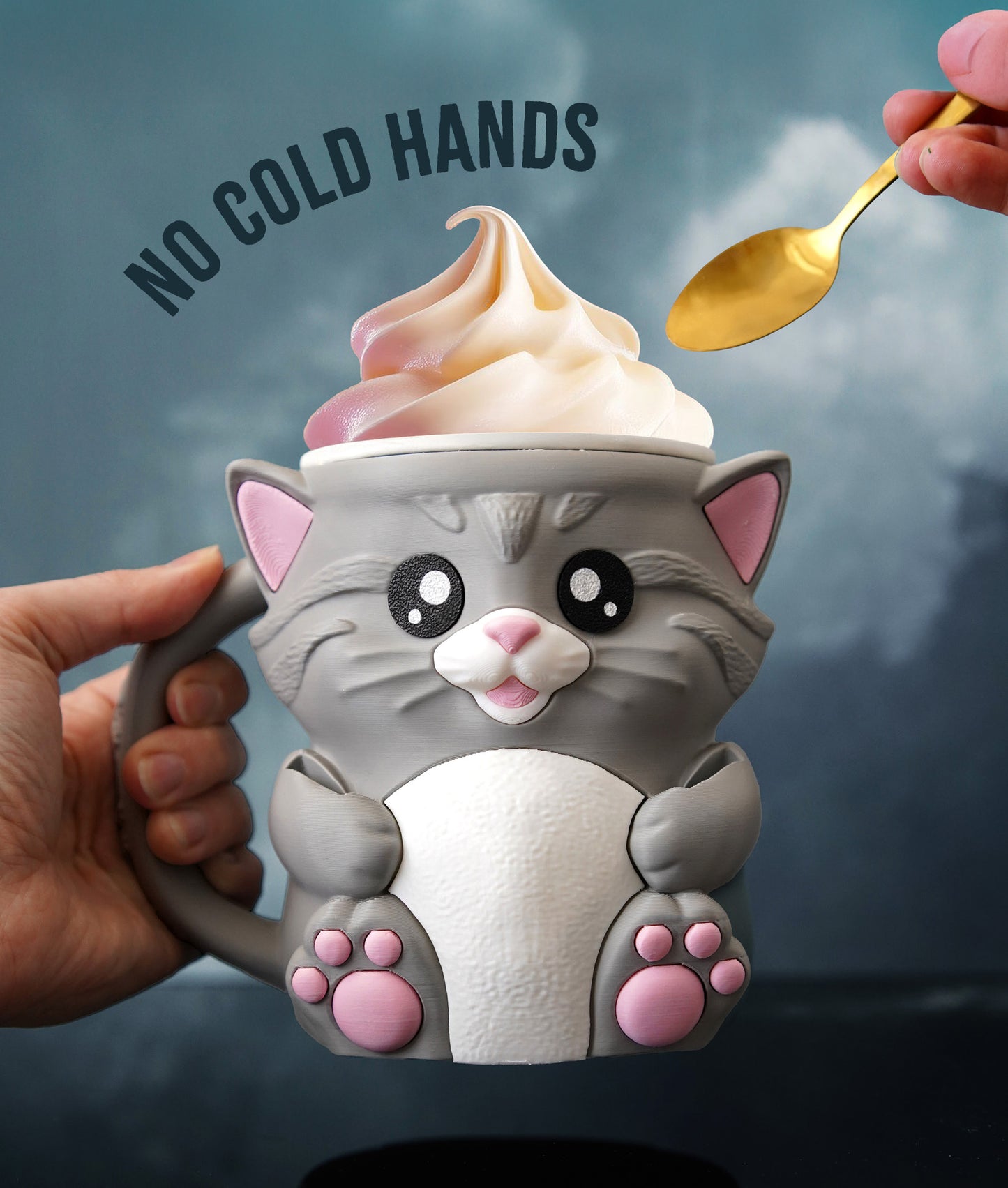 Cuddles - The Ice Cream Pint Holding Kitty Cat - Pint Pals by LeHa Design