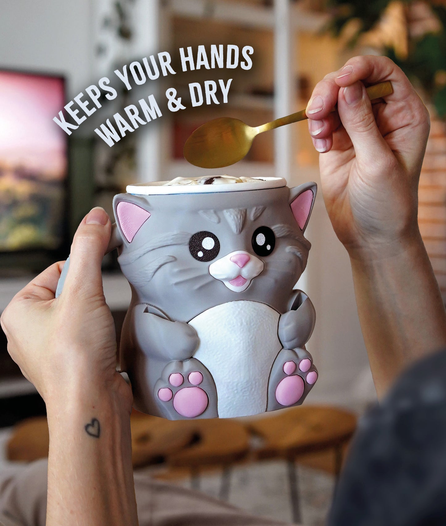 Cuddles - The Ice Cream Pint Holding Kitty Cat - Pint Pals by LeHa Design