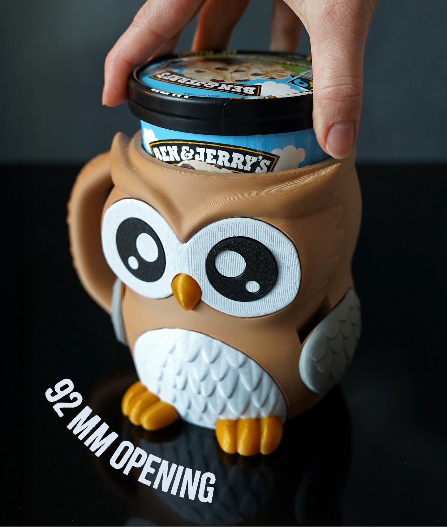 Owlfonso - The Ice Cream Pint Holding Owl - Pint Pals by LeHa Design