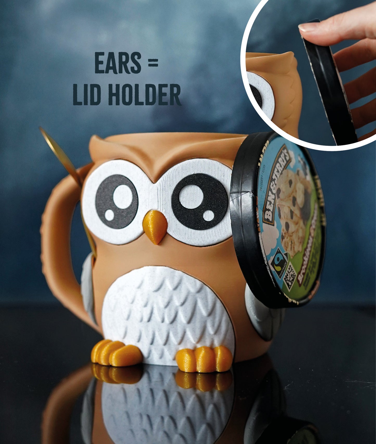 Owlfonso - The Ice Cream Pint Holding Owl - Pint Pals by LeHa Design