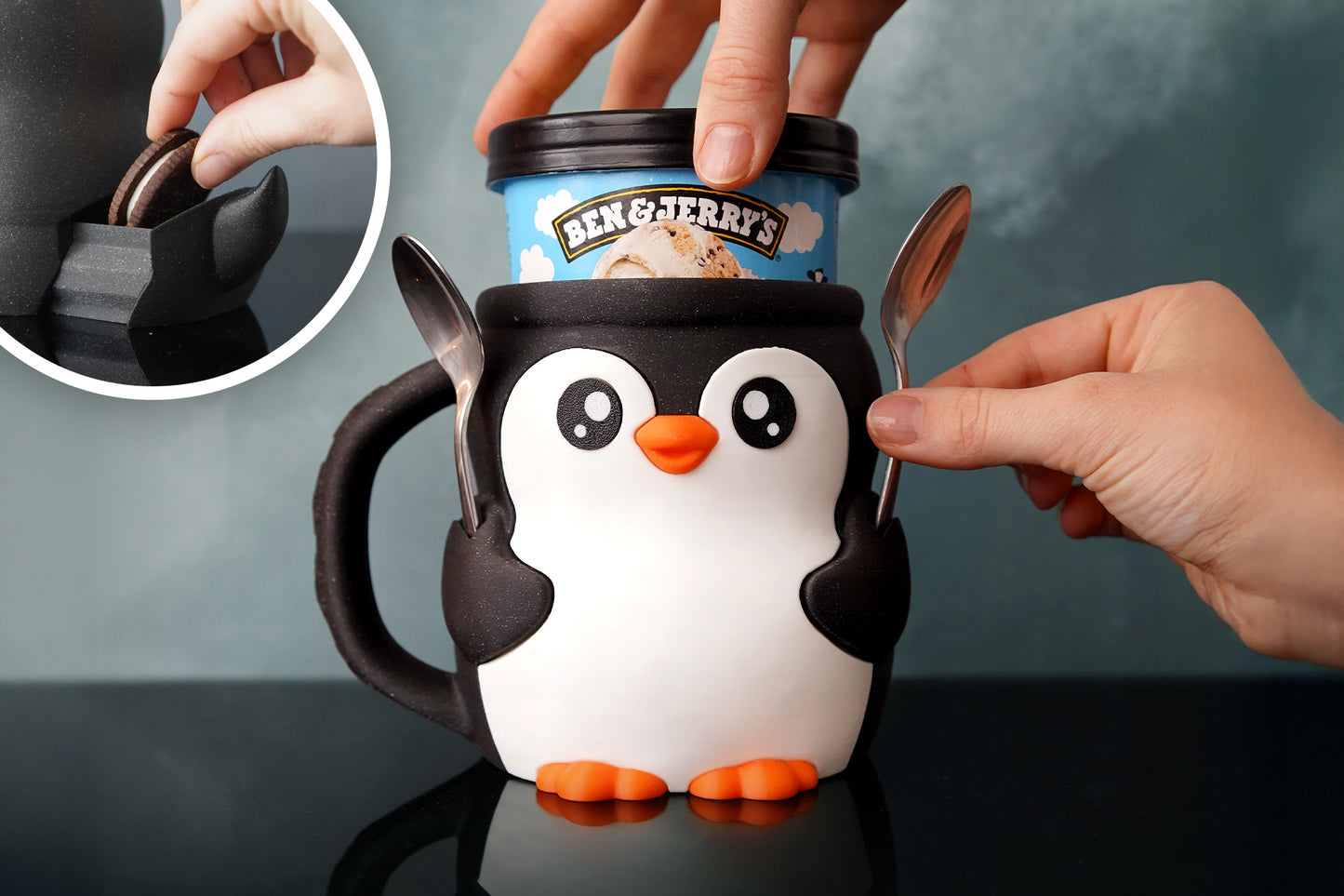 Pebbles - The Ice Cream Pint Holding Penguin - Pint Pals