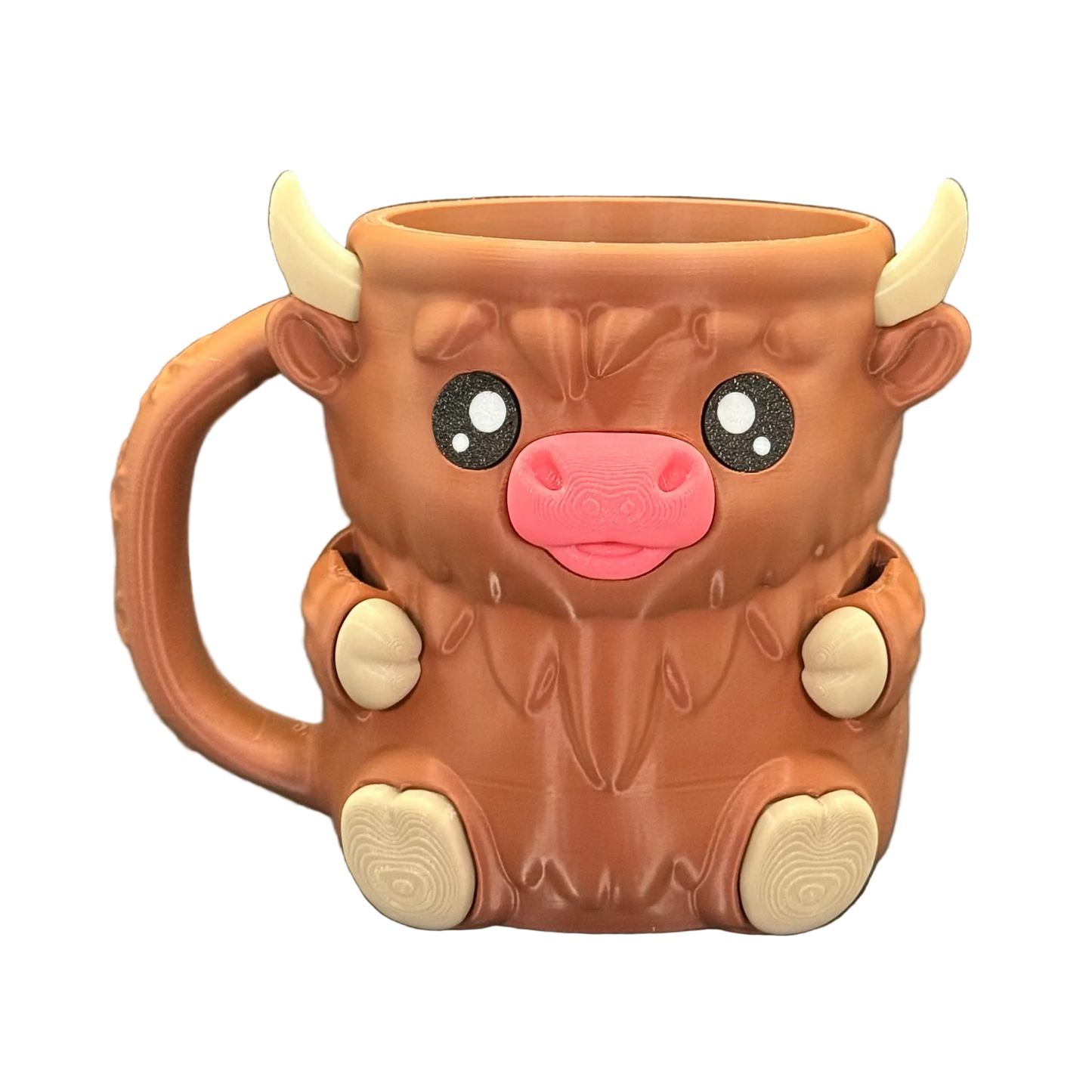 Ferdinand - The Ice Cream Pint Holding Highland Cow - Pint Pals by LeHa Design