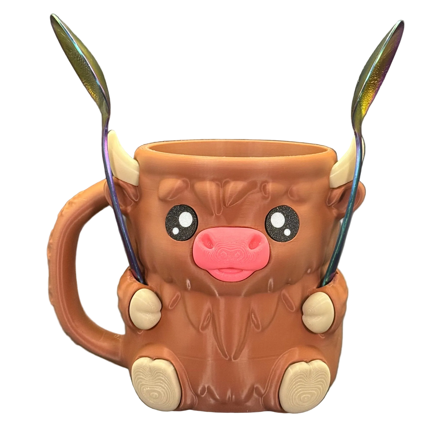 Ferdinand - The Ice Cream Pint Holding Highland Cow - Pint Pals by LeHa Design